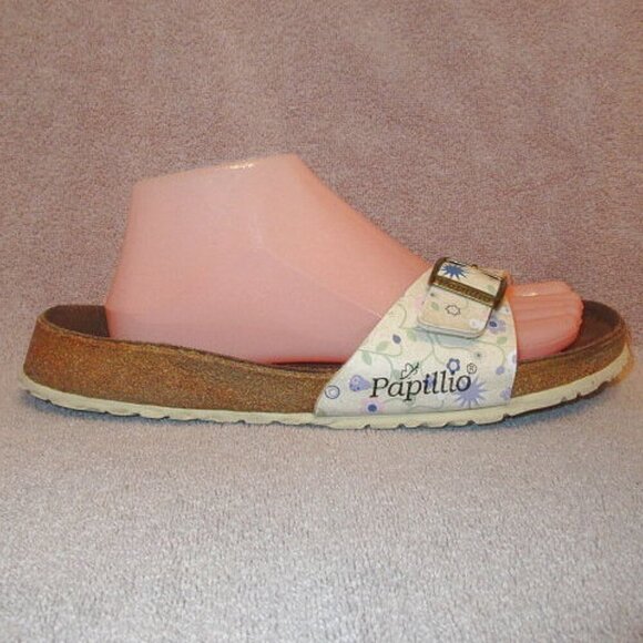 Birkenstock Papillio Madrid Sandals Size 9 Floral Leather Slip On Slide Comfort - Picture 3 of 14